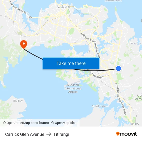 Carrick Glen Avenue to Titirangi map