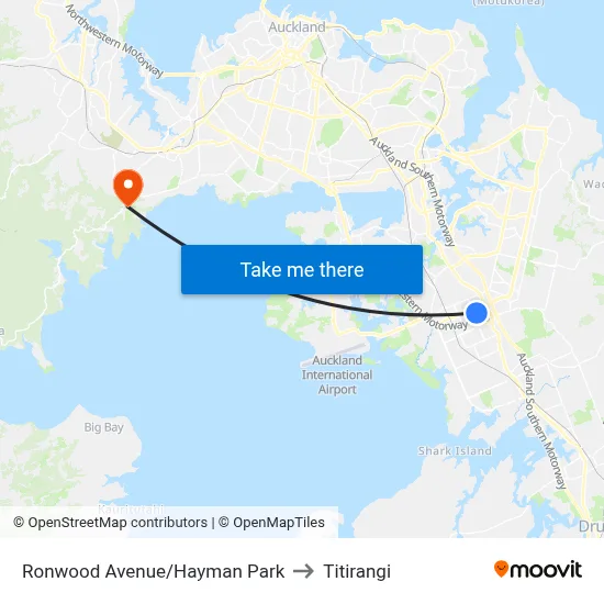 Ronwood Avenue/Hayman Park to Titirangi map