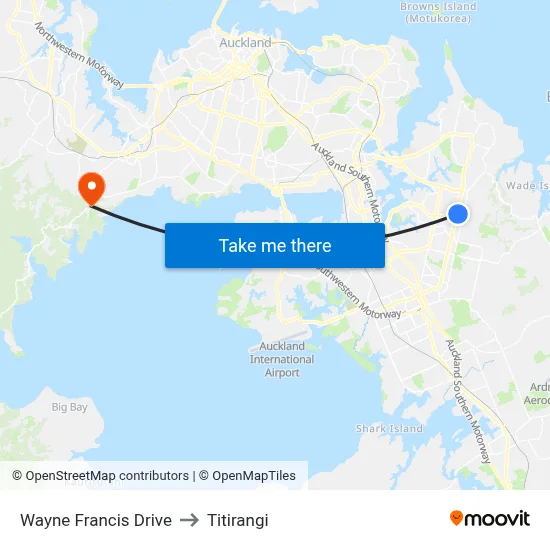 Wayne Francis Drive to Titirangi map