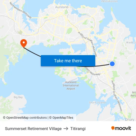 Summerset Retirement Village to Titirangi map
