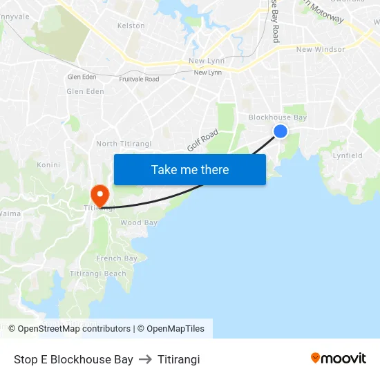 Stop E Blockhouse Bay to Titirangi map