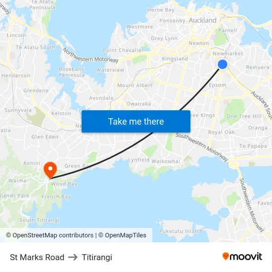 St Marks Road to Titirangi map