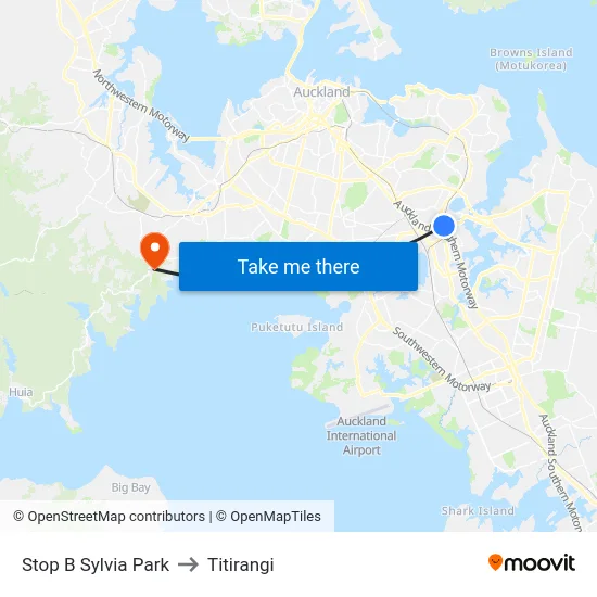 Stop B Sylvia Park to Titirangi map