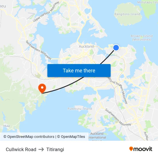 Cullwick Road to Titirangi map