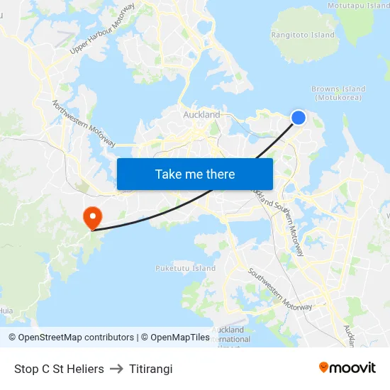 Stop C St Heliers to Titirangi map