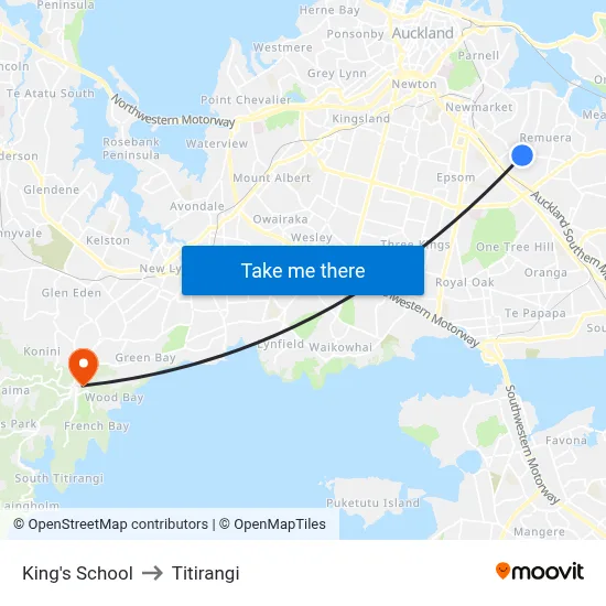 King's School to Titirangi map