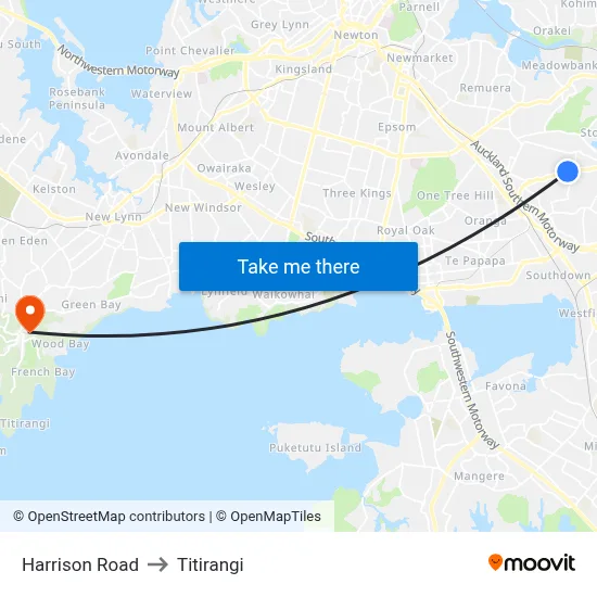 Harrison Road to Titirangi map