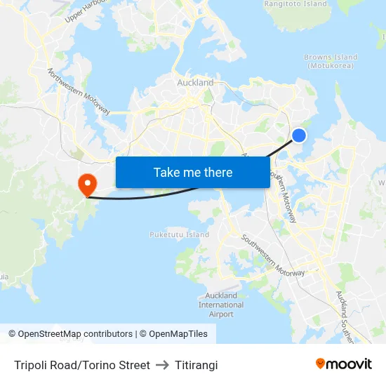 Tripoli Road/Torino Street to Titirangi map