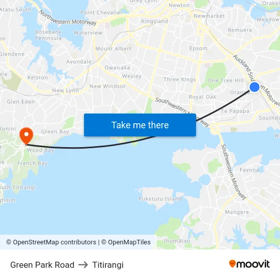 Green Park Road to Titirangi map