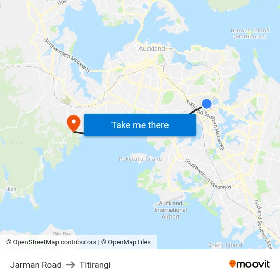 Jarman Road to Titirangi map