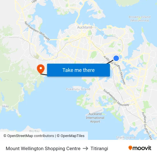 Mount Wellington Shopping Centre to Titirangi map