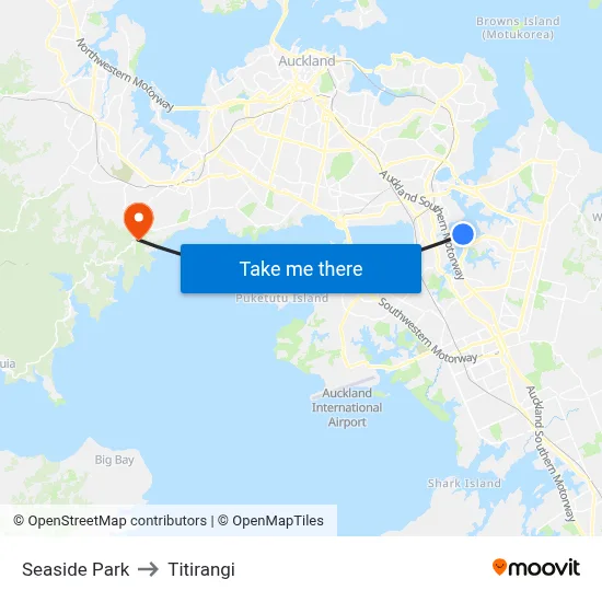 Seaside Park to Titirangi map