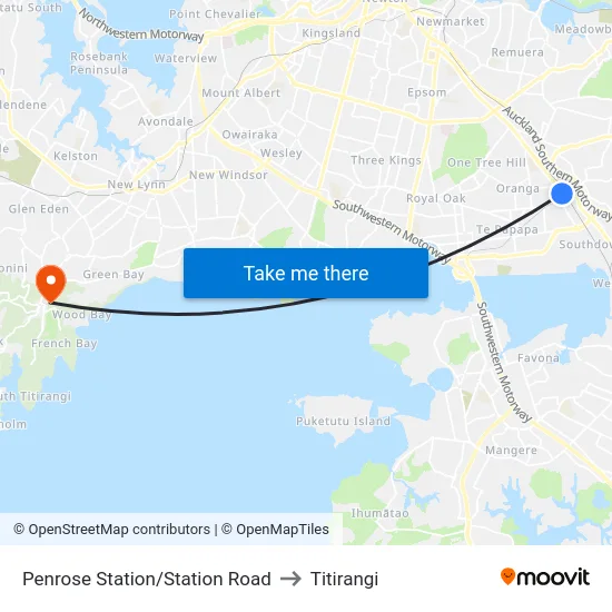 Penrose Station/Station Road to Titirangi map