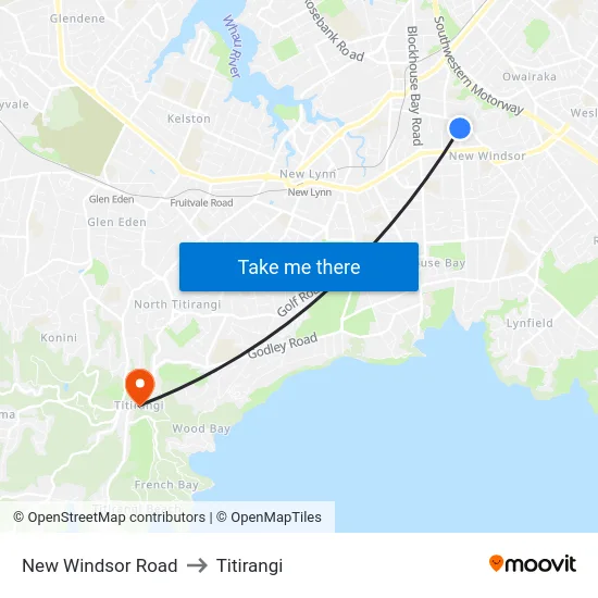 New Windsor Road to Titirangi map
