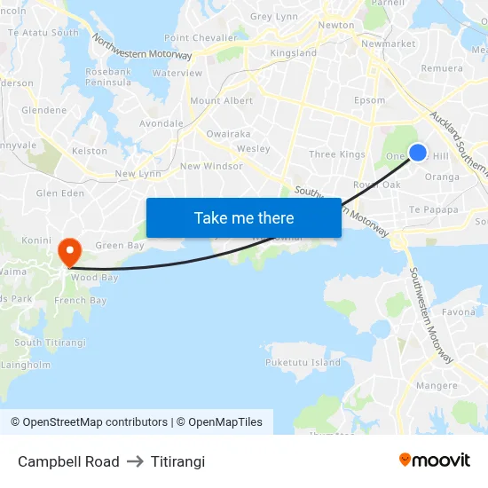 Campbell Road to Titirangi map