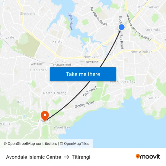 Avondale Islamic Centre to Titirangi map