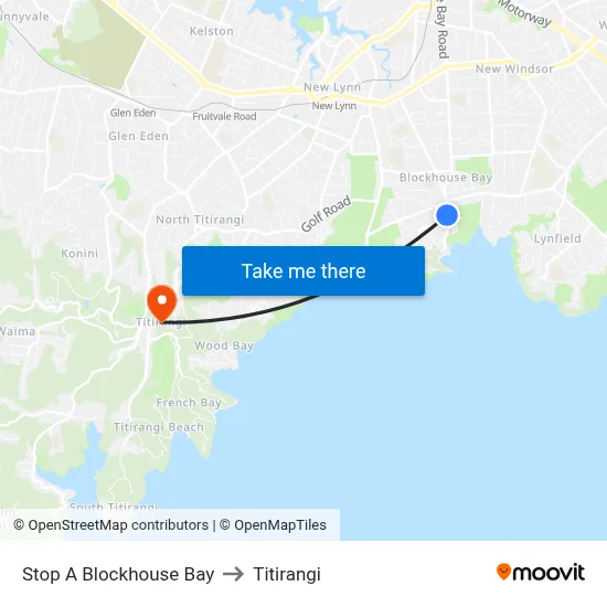 Stop A Blockhouse Bay to Titirangi map