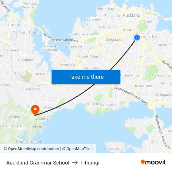 Auckland Grammar School to Titirangi map
