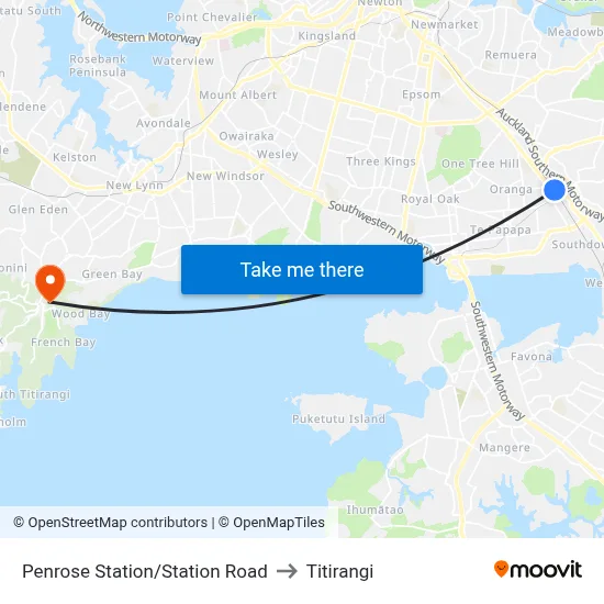 Penrose Station/Station Road to Titirangi map