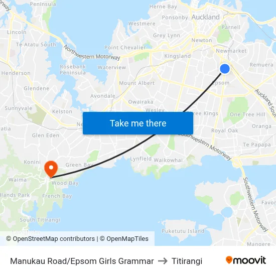 Manukau Road/Epsom Girls Grammar to Titirangi map