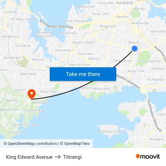 King Edward Avenue to Titirangi map