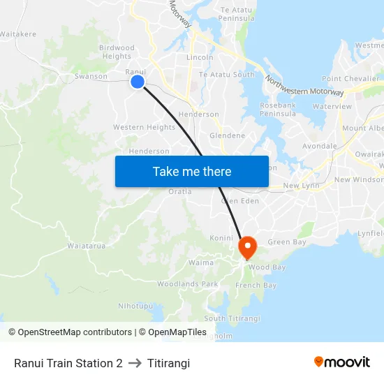 Ranui Train Station 2 to Titirangi map