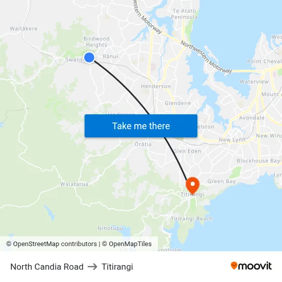 North Candia Road to Titirangi map