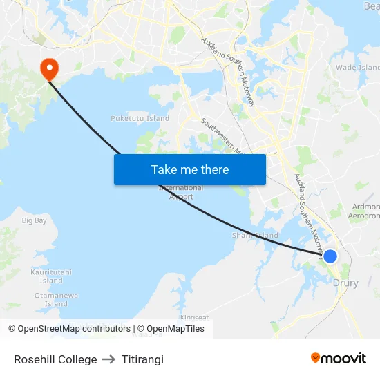 Rosehill College to Titirangi map