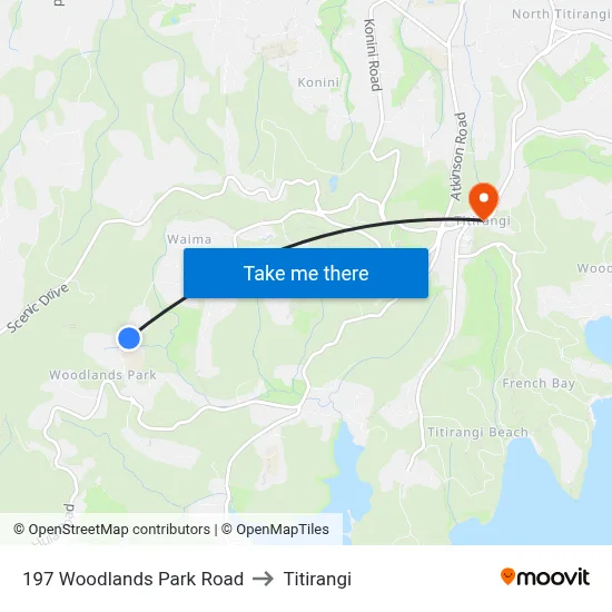 197 Woodlands Park Road to Titirangi map