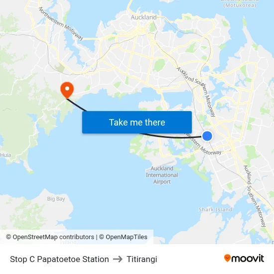 Stop C Papatoetoe Station to Titirangi map
