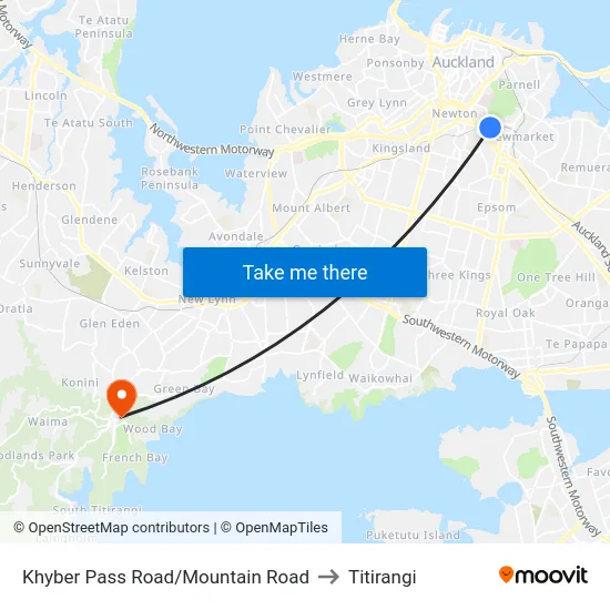 Khyber Pass Road/Mountain Road to Titirangi map
