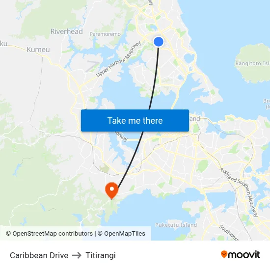 Caribbean Drive to Titirangi map