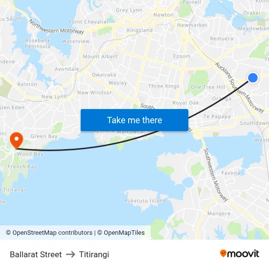 Ballarat Street to Titirangi map