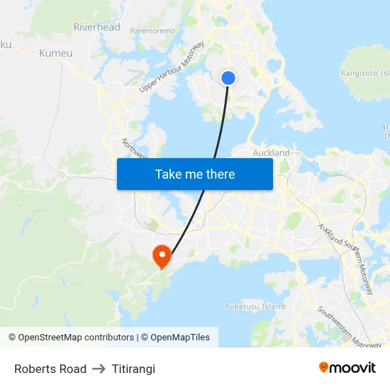Roberts Road to Titirangi map
