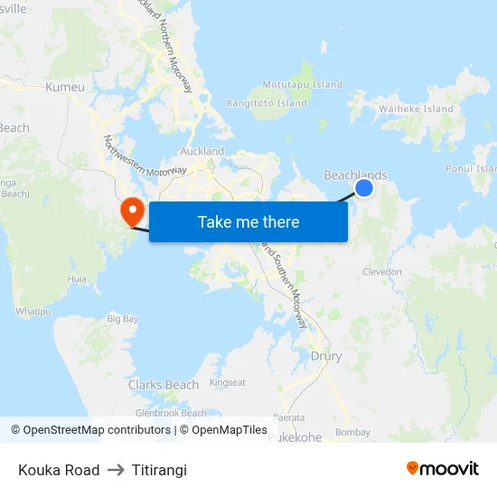Kouka Road to Titirangi map