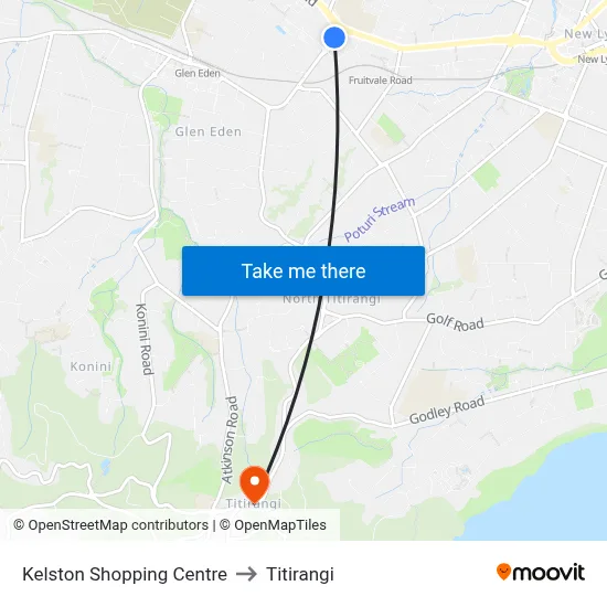 Kelston Shopping Centre to Titirangi map