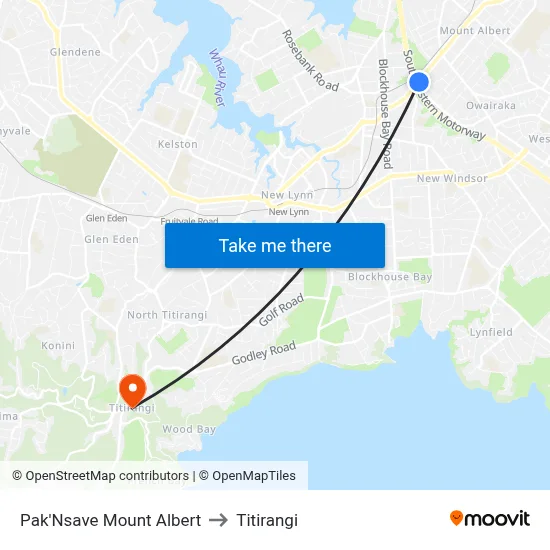 Pak'Nsave Mount Albert to Titirangi map