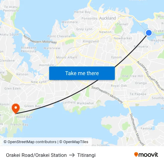 Orakei Road/Orakei Station to Titirangi map