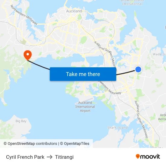 Cyril French Park to Titirangi map