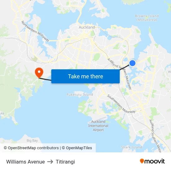 Williams Avenue to Titirangi map
