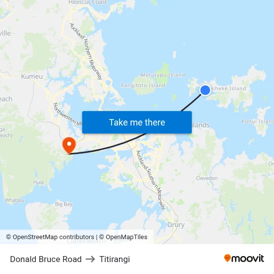 Donald Bruce Road to Titirangi map