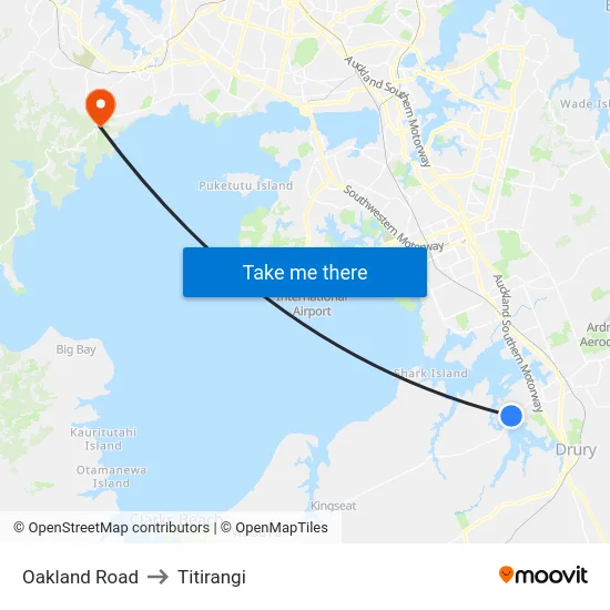 Oakland Road to Titirangi map
