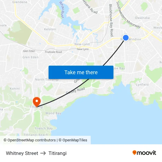 Whitney Street to Titirangi map