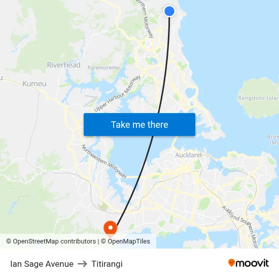 Ian Sage Avenue to Titirangi map