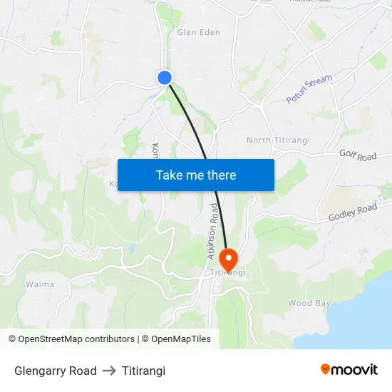 Glengarry Road to Titirangi map
