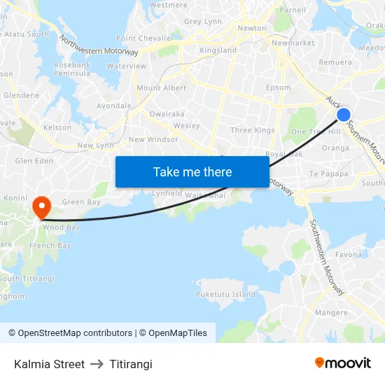 Kalmia Street to Titirangi map