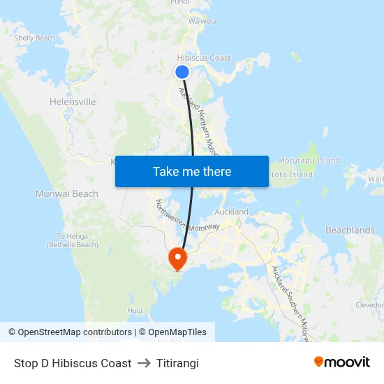 Stop D Hibiscus Coast to Titirangi map