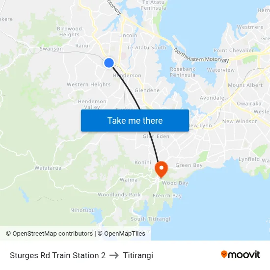 Sturges Rd Train Station 2 to Titirangi map