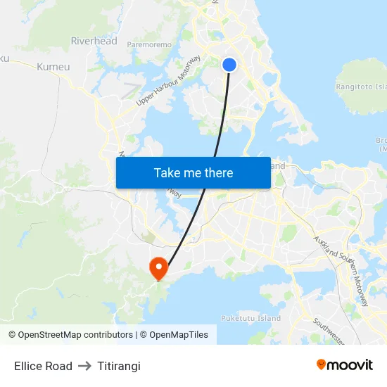Ellice Road to Titirangi map