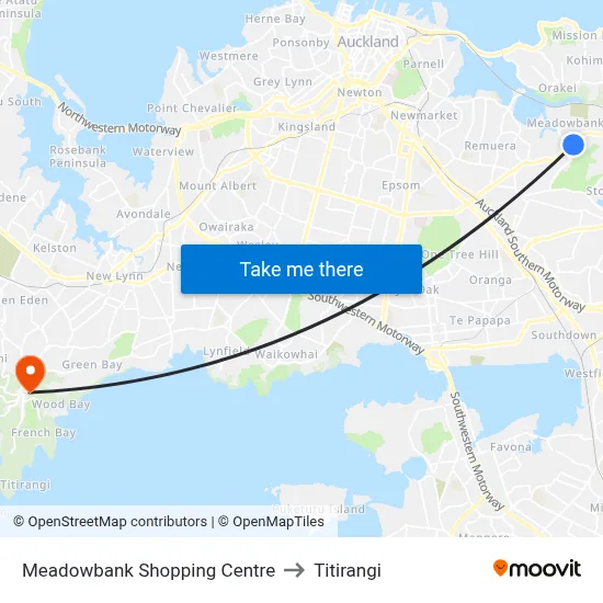 Meadowbank Shopping Centre to Titirangi map